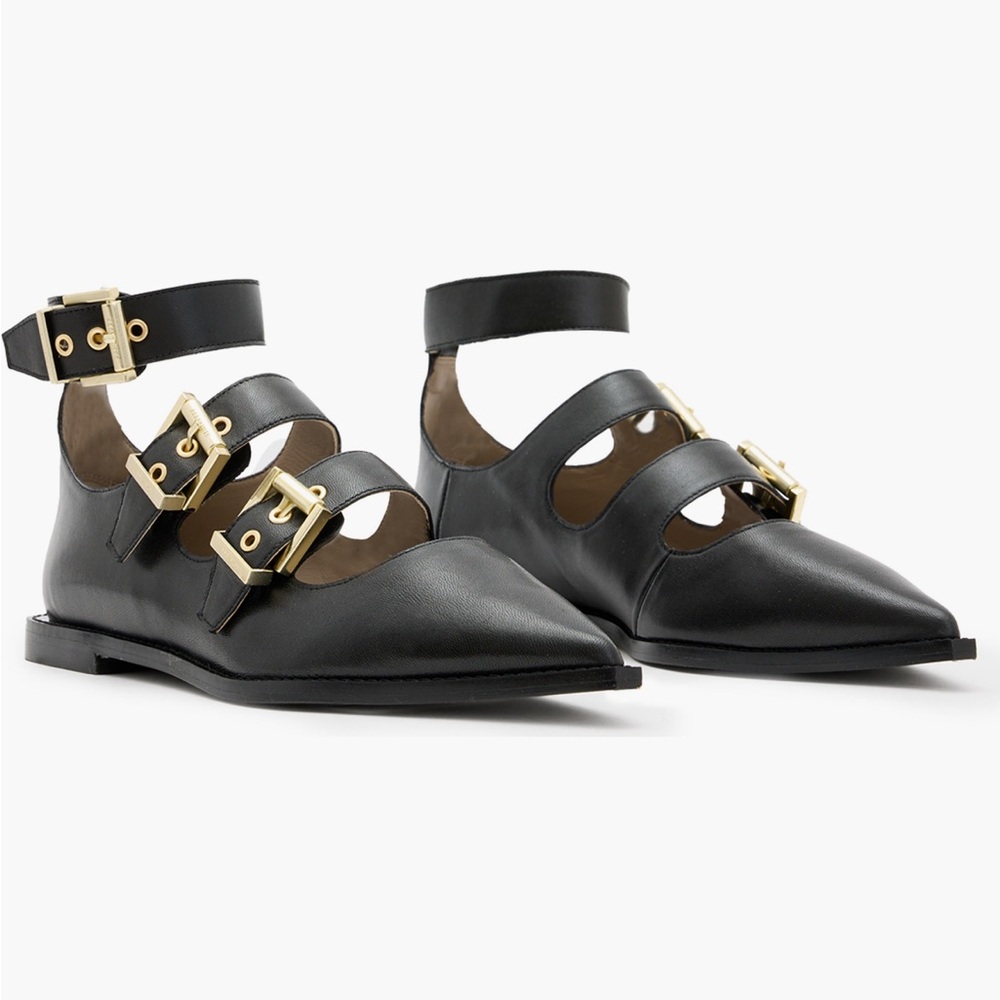 AllSaints Susan Pointed Toe Buckle Flat - 8US